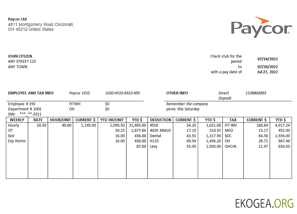 Fiche d'employé d'une entreprise de technologies logicielles aux États Unis